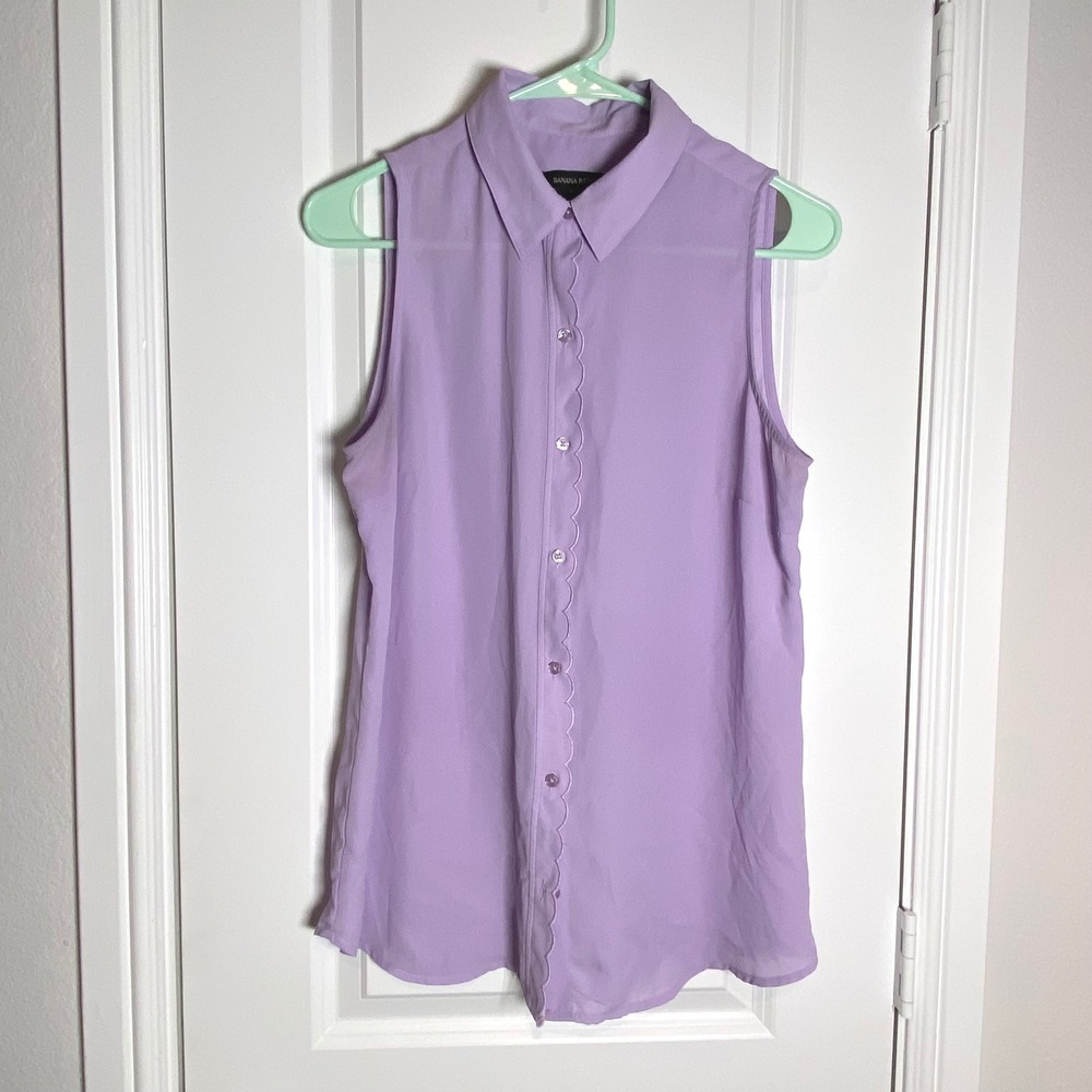 Banana Republic Sleeveless top Women's S Purple Classic Fit Button Down preppy